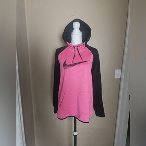 Nike Women's Pink and Black Hoodie